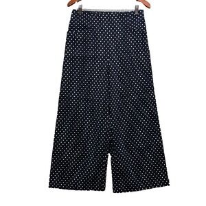 Meg Wide Leg Ankle Dress Pants Womens Large Blue Polka Dot Career Teacher